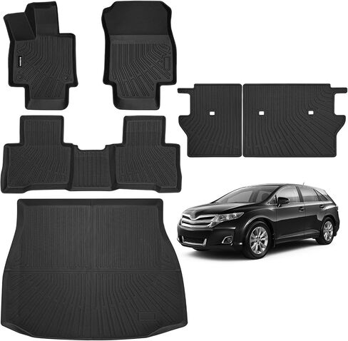 Naibeve Floor Mats for 2021 2022 2023 2024 2025 Toyota Venza-All Weather for Toyota Venza Floor Mats Liners 2 Row & Cargo Liner & Seats Back Cover(Floor Liner+Backrest Mats+Trunk Mat) in Kuwait