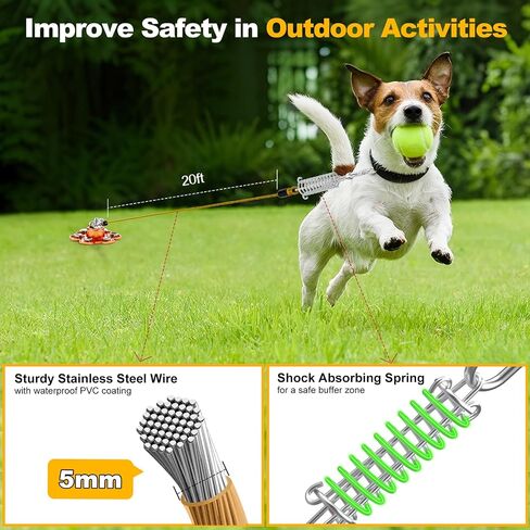 Dog Tie Out Stake, 360° Swivel Stake No Tangle, Heavy Duty Tether for Yard (No Cable) with 6 Strong Screw Anchors Hold up to 180 lbs of Pull Force, Dog Runner for Outside Camping Yard, Orange in Saudi Arabia
