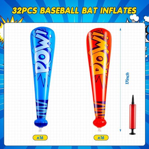 Seematn 12 Pieces Pow Inflatable Baseball Bats 17 Inch Inflatable Toy Bats for Kids Baseball Party Decoration Favor Carnival Birthday Party Supplies Prizes Sports Theme Toys, 4 Colors in Saudi Arabia