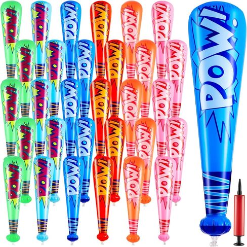 Seematn 12 Pieces Pow Inflatable Baseball Bats 17 Inch Inflatable Toy Bats for Kids Baseball Party Decoration Favor Carnival Birthday Party Supplies Prizes Sports Theme Toys, 4 Colors in Saudi Arabia
