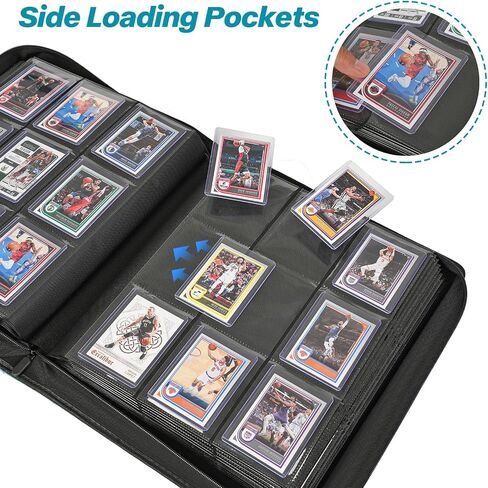9 Pocket TopLoader Binder, Holds 360 3"x4" Toploader Hard Cases, Sleeves Card Collection Binder, 20 Double Sided Pages, Compatible with Trading & Sports Holder - Blue in Kuwait
