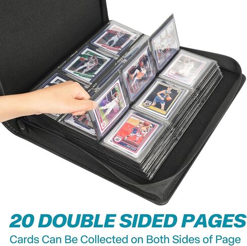 9 Pocket TopLoader Binder, Holds 360 3"x4" Toploader Hard Cases, Sleeves Card Collection Binder, 20 Double Sided Pages, Compatible with Trading & Sports Holder - Blue in Kuwait
