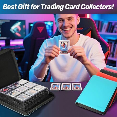 9 Pocket TopLoader Binder, Holds 360 3"x4" Toploader Hard Cases, Sleeves Card Collection Binder, 20 Double Sided Pages, Compatible with Trading & Sports Holder - Blue in Kuwait