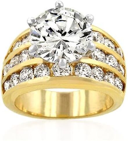 Silvertone أو Goldtone Round Round Clim Zirconia Zirconia Fancy Fancy Ringives أحجام 5-10 للنساء in Saudi Arabia