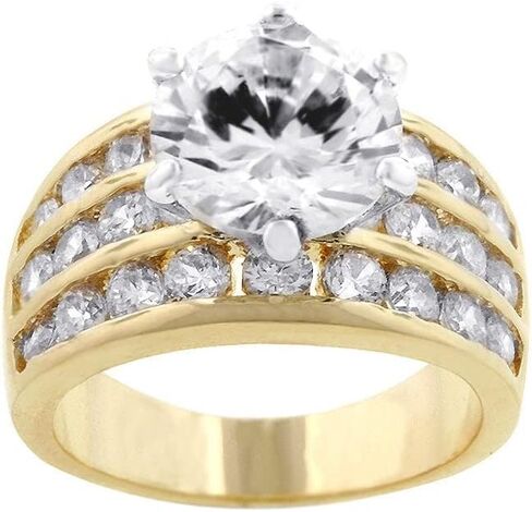 Silvertone أو Goldtone Round Round Clim Zirconia Zirconia Fancy Fancy Ringives أحجام 5-10 للنساء in Saudi Arabia