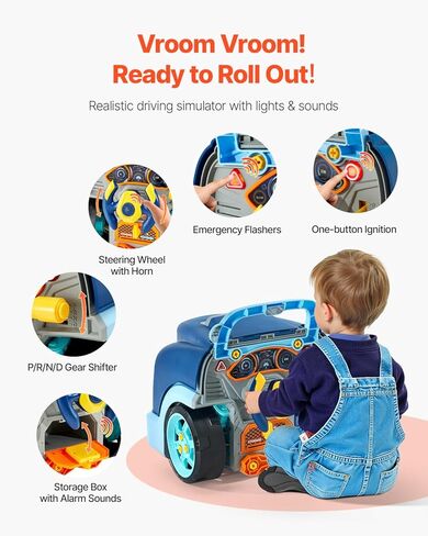 VEVOR Engine Toy, 60 Pieces, Kids Mechanic Car Repair Set with Removable Parts, Lights and Sounds, Steering Wheel and Horn, Kids Mechanic Workshop Set for Toddler Ages 3 Years and Up, Green in Kuwait