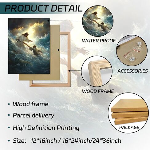 KFYMP Jesus Wall Art – Jesus Rescuing Peter – Christian Canvas Print – Faith-Based Home Decor – 12x16 Inch in Saudi Arabia