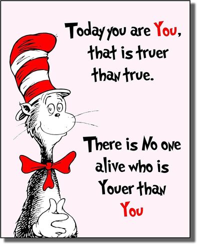 Dr Seuss Kids Photo Photo Photo Wallart - ديكور جدار رائعتين لغرف النوم غرفة لعب الحضانة - خلفية باستيل زرقاء (متوفرة أيضًا باللون الأخضر أو الصفراء) in Saudi Arabia