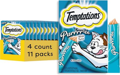 Temptations Creamy Puree Mix-Ups Seafood Medley Flavor Squeezable Lickable Wet Cat Treats, 0.42 oz. Tubes, 16 Count in Saudi Arabia