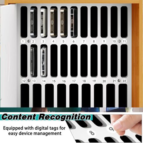 Cell Phone Holder Classroom, 31 Slots, Wooden, Cell Phone Lock Box Pocket Chart with Handle and Security Lock for Storage and Organizer for Teacher, School (Black) in Saudi Arabia