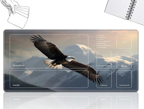 for MTG Playmat, Game Play Mat for MTG TCG 24 x 14 inches Trading Card Inked Game Playmats with Stitched Smooth Rubber Surface Battle Game Play Mats Desk Mousepad, Dinosaur Dog in Kuwait