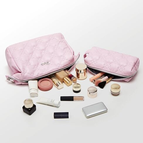 أكياس مكياج Boyatu Travel للمحفظة: 2 PCS مجموعة مستحضرات التجميل للنساء - PU Leather Make Up Bag مع Zipper - حقيبة العناية بالبشرة اللطيفة للفتيات - منظم ترحيل المياه المقاوم للماء لقضاء العطلة (الوردي) in Kuwait