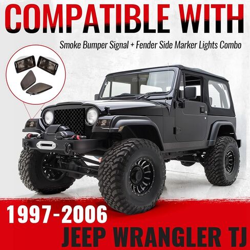 HECASA Smoke Lens Bumper Signal + Side Marker Lights Compatible with 1997-2006 Jeep Wrangler TJ 55155629AC 55155628AC Pack of 4 in Saudi Arabia