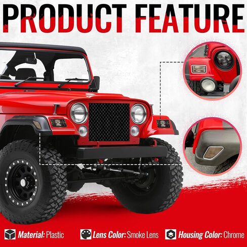 HECASA Smoke Lens Bumper Signal + Side Marker Lights Compatible with 1997-2006 Jeep Wrangler TJ 55155629AC 55155628AC Pack of 4 in Saudi Arabia