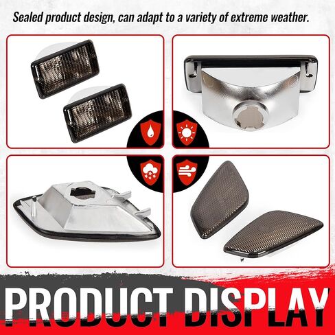 HECASA Smoke Lens Bumper Signal + Side Marker Lights Compatible with 1997-2006 Jeep Wrangler TJ 55155629AC 55155628AC Pack of 4 in Saudi Arabia