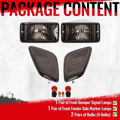 HECASA Smoke Lens Bumper Signal + Side Marker Lights Compatible with 1997-2006 Jeep Wrangler TJ 55155629AC 55155628AC Pack of 4 in Saudi Arabia