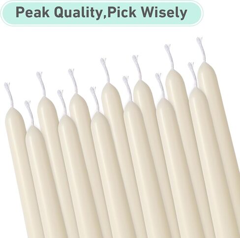 12 Pack Ivory Taper Candles - Taper Candles 10 Inch Dripless, Smokeless & Unscented - 8 Hours Long Burning - Hand Poured Tall Candlesticks - Ideal for Wedding, Party, and Home Décor in Saudi Arabia