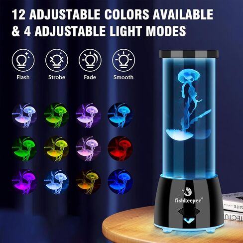 Jellyfish Lamp with 12 Color Changing and Remote Control,Jellyfish Aquarium Tank Night Light for Home Office Decor Gifts Mood Night Light Gift with USB for Kids Women Teens Adult（Fish） in Saudi Arabia