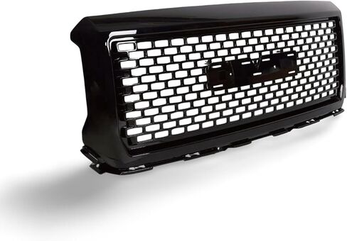 Grille Grill Front Bumper Denali Style Compatible with 2014 2015 GMC Sierra 1500 Glossy Black in Saudi Arabia