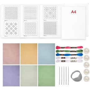 Lampstop Sashiko Kit Sashiko Thread ، الإبر والثنائي ، أنماط مستوحاة من المياه القابلة للذوبان في ساشيكو اليابانية وتصميم التطريز (النمط ب) in Kuwait