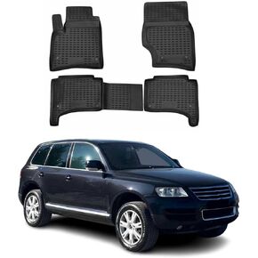 حصيرة أرضية Omac لـ VW Touareg 2004-2010 Car Car All Weather 3D Fit Fit Rubber Mat Haterpless Waterbless TPE Liners Laser Non-Slip (Black) in Kuwait
