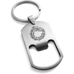 Stainless Steel Aztec Ouroboros Serpent Rune Bottle Opener Dog Tag Keychain Keyring in Kuwait