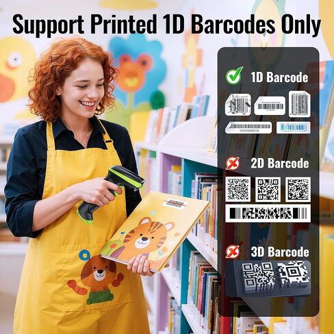 Tera Barcode Scanner Wireless Versatile 2-in-1 (2.4Ghz Wireless+USB 2.0 Wired) with Battery Level Indicator 328 Feet Transmission Distance Rechargeable 1D Laser Bar Code Reader Handheld 5100E Green in Kuwait