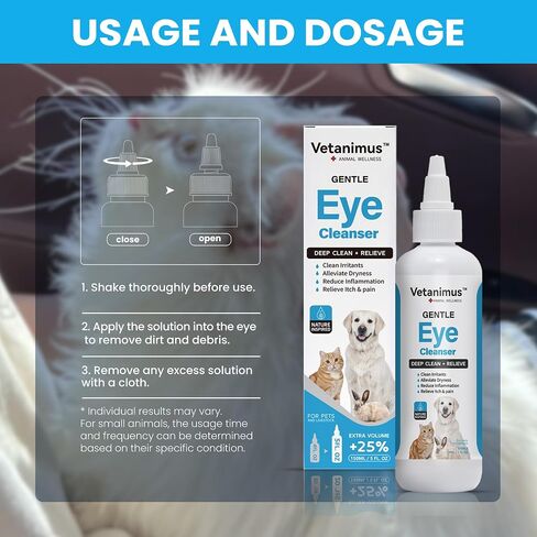 Eye Drops for Dog & Cat 150ml/5 fl.oz Eye Cleaner Drops Deeply Clean Foreign Particles, Reduces Dryness and Tears Eye Drops in Kuwait