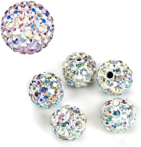 50pcs Adabele Grade A Suncatcher Crystal Rhinestone Pave Loose Beads 10mm Violet Purple Polymer Clay Disco Ball Spacers Compatible with Shamballa All Craft Jewelry Making DB10-4 in Kuwait