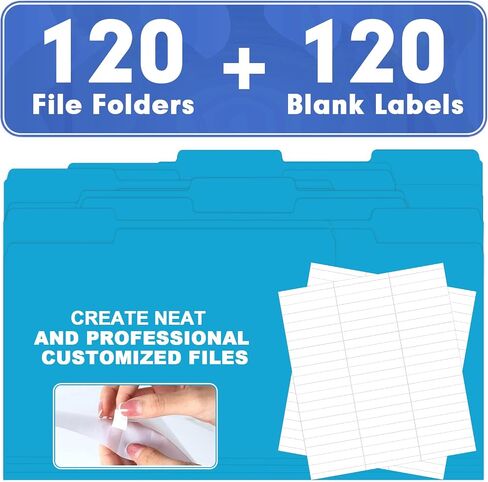 File Folder, HERKKA 120 Pack 1/3 Cut Tab File Folders, Colored File Folders Great for Organizing and Filing, Letter Size, Assorted 6 Colors in Saudi Arabia