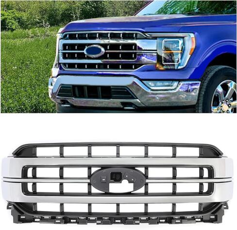 HECASA Front Grille Compatible with 2021-2023 Ford F-150 Replacement for ML348200GE Sport Lariat Grill Painted Black in Saudi Arabia