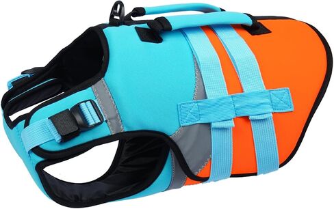 سترة نجاة الكلب الكلب الكبير ، السترة العالية الكلب 2XL الكلب سترة لحياة السباحة ، الكلاب العاكسة للسباحة في الحياة ، حافظة حياة الحيوانات الأليفة مع مقبض إنقاذ مزدوج ، الأزرق ، xxl in Kuwait