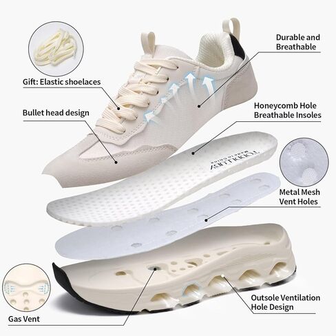 Women's Breathable Running Shoes, Shock-Absorbing Anti-Slip Lace-Up for Sports in Kuwait