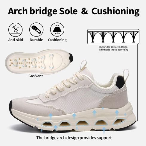 Women's Breathable Running Shoes, Shock-Absorbing Anti-Slip Lace-Up for Sports in Kuwait