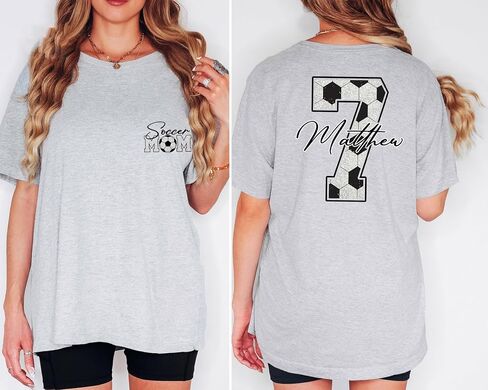 Personalize Soccer Mom Shirt with Kids Name & Jersey Number, Women Soccer Fan Shirts, Custom Football Shirts in Kuwait