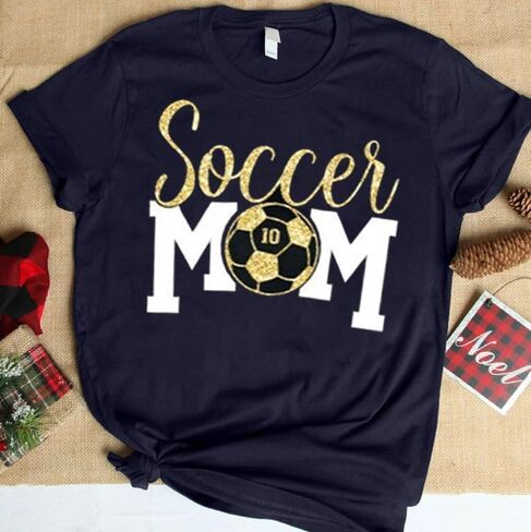 Personalize Soccer Mom Shirt with Kids Name & Jersey Number, Women Soccer Fan Shirts, Custom Football Shirts in Kuwait