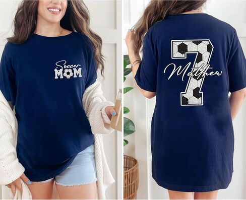 Personalize Soccer Mom Shirt with Kids Name & Jersey Number, Women Soccer Fan Shirts, Custom Football Shirts in Kuwait