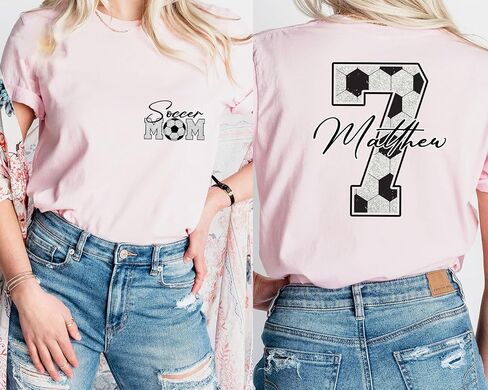 Personalize Soccer Mom Shirt with Kids Name & Jersey Number, Women Soccer Fan Shirts, Custom Football Shirts in Kuwait