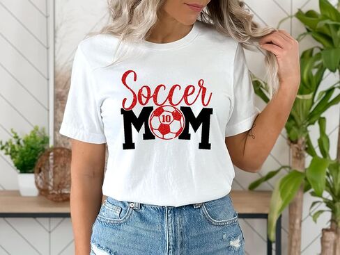 Personalize Soccer Mom Shirt with Kids Name & Jersey Number, Women Soccer Fan Shirts, Custom Football Shirts in Kuwait