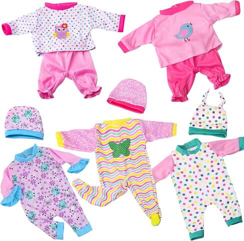 UNICORN ELEMENT 6 Sets 14-18 Inch Baby Doll Clothes, 16 Inch Doll Outfit for 43cm Reborn Dolls, Total 15 Pcs Onesies Doll Clothes and Accessories for 18 Inch Girl Dolls in Saudi Arabia