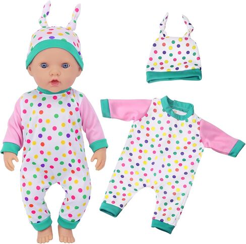 UNICORN ELEMENT 6 Sets 14-18 Inch Baby Doll Clothes, 16 Inch Doll Outfit for 43cm Reborn Dolls, Total 15 Pcs Onesies Doll Clothes and Accessories for 18 Inch Girl Dolls in Saudi Arabia