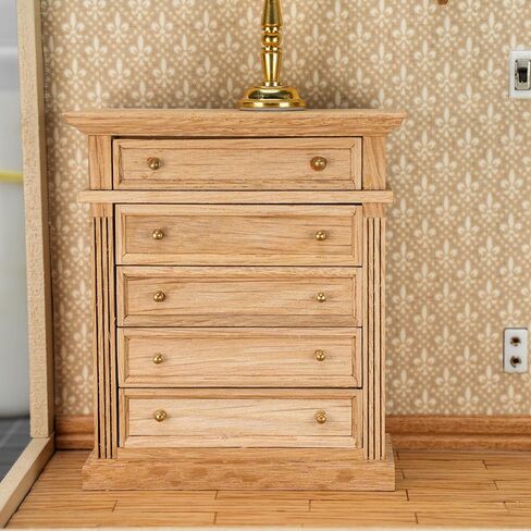 Waldosia 1:12 Scale Dollhouse Miniature Oak 5-Drawer Dresser (Finished) in Kuwait