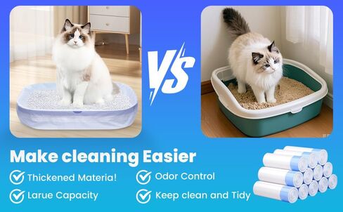 60 Pack Jumbo Cat Litter Bags - 3MIL Extra Thick Leakproof Litter Box Liners, 37"x18" Heavy Duty Drawstring Cat Litter Liners for Automatic Litter Box, Odor Control Disposable Kitty Litter Bags 6 Roll in Saudi Arabia