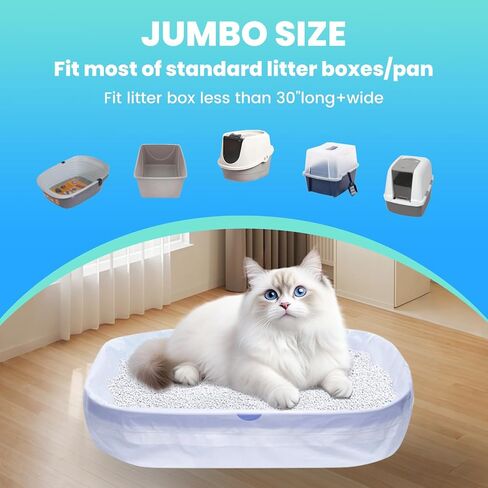 60 Pack Jumbo Cat Litter Bags - 3MIL Extra Thick Leakproof Litter Box Liners, 37"x18" Heavy Duty Drawstring Cat Litter Liners for Automatic Litter Box, Odor Control Disposable Kitty Litter Bags 6 Roll in Saudi Arabia