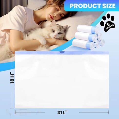 60 Pack Jumbo Cat Litter Bags - 3MIL Extra Thick Leakproof Litter Box Liners, 37"x18" Heavy Duty Drawstring Cat Litter Liners for Automatic Litter Box, Odor Control Disposable Kitty Litter Bags 6 Roll in Saudi Arabia