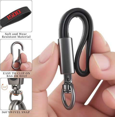 2 PCS Black and Red Leather Metal Car Keychain Cars Keyring Accessories in Saudi Arabia