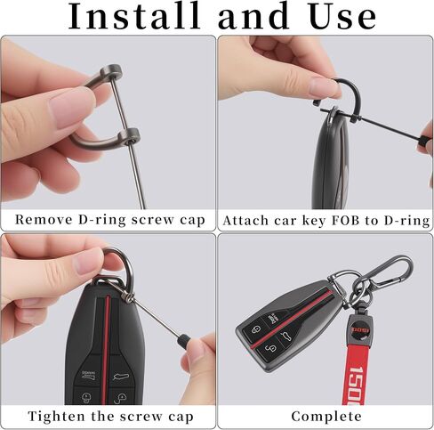 2 PCS Black and Red Leather Metal Car Keychain Cars Keyring Accessories in Saudi Arabia