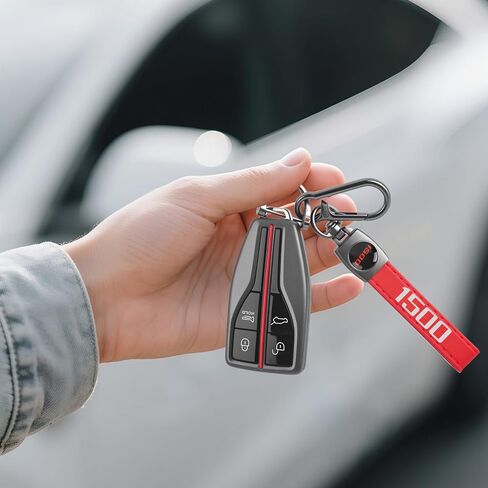2 PCS Black and Red Leather Metal Car Keychain Cars Keyring Accessories in Saudi Arabia