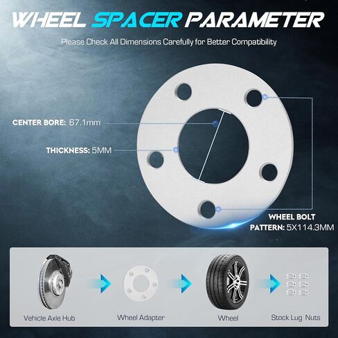 2pcs 5mm 5x114.3 محولات العجلات مع 67.1 مم تجويف نوبات 1998-2019 هوندا أكورد ، 2006-2019 Civic ، 1997-2019 CR-V ، فواصل العجلات لعام 1996-2004 A-Cura RL ، 1999-2008 TL ، 2004-2014 TSX ، 2007-2019 RDX in Saudi Arabia