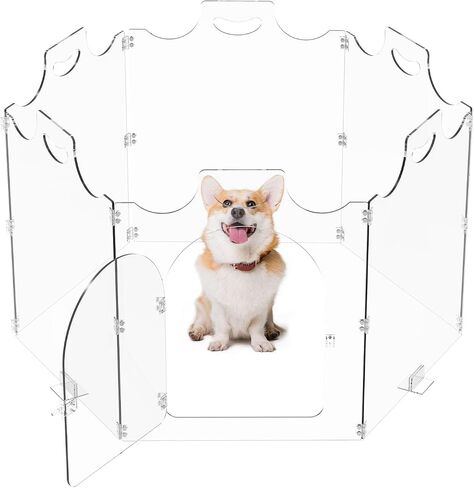 Acrylic Dog Gate 3 Panels 60" W*24" H for House,No Need Installed Clear Dog Play Pen,Acrylic Dog Barriers for Home,Foldable Freestanding Dog Gates for Small Pets in Saudi Arabia